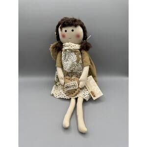 Cracker Barrel Shelf Sitter Burlap Angel Rag Doll Plush Stuffed Animal